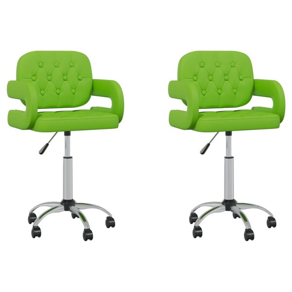 vidaXL Chaises pivotantes à manger lot de 2 vert similicuir