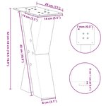 vidaXL Pieds de table basse en forme de X  2 pièces  blanc  28 x (42-43) cm  acier