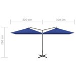 vidaXL Parasol de jardin double avec mât en acier bleu azuré 600x300cm