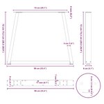 vidaXL Pieds de table à manger en forme de V  3 pièces  acier naturel  90 x (72-73 3) cm
