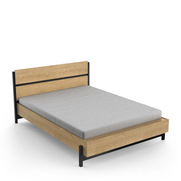 Lit adulte - CRAFT - Noir et chêne - 140 x 190/200 cm - DEMEYERE