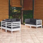 vidaXL Salon de jardin 6 Pièces avec coussins bois de pin massif