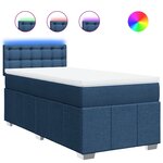 vidaXL Sommier à lattes de lit avec matelas Bleu 90x200 cm Tissu