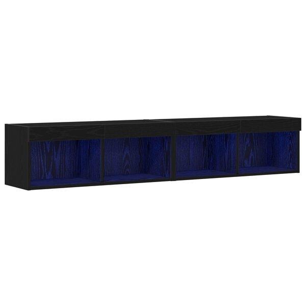 Meubles TV vidaXL avec éclairage LED 2 Pièces Chêne noir 80x30x30 cm