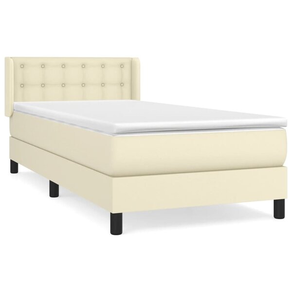 vidaXL Sommier à lattes de lit avec matelas Crème 90x200 cm Similicuir