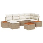 vidaXL Ensemble de canapé de jardin 7 Pièces beige et crème Poly Rattan