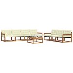 vidaXL Ensemble de canapés d'extérieur 8 Pièces Naturel et Crème