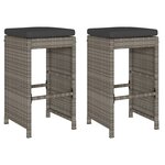 vidaXL Tabourets de bar jardin coussins lot de 2 gris résine tressée
