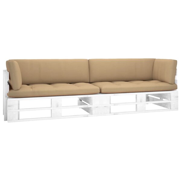vidaXL Canapé palette 2 places avec coussins Pin imprégné de blanc