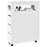 vidaXL Meuble étroit de salle de bain à roulettes blanc