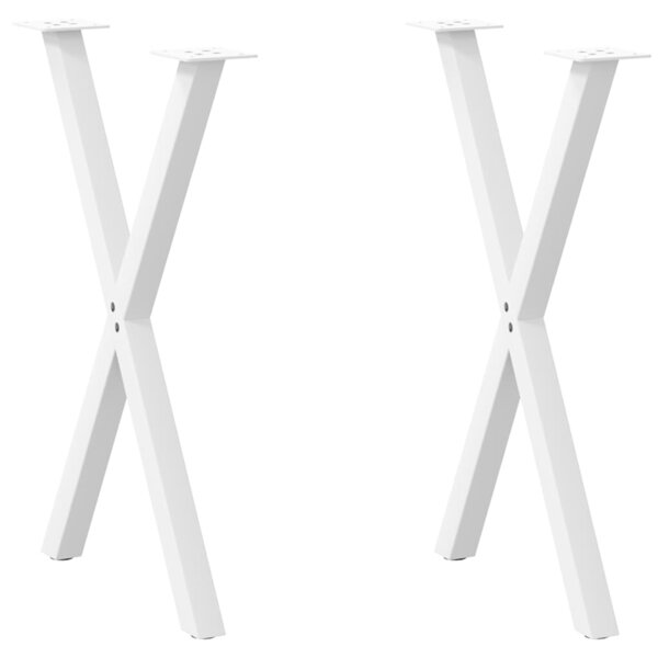 vidaXL Pieds de table à manger en forme de X 2 pièces blanc 57 x (72-73) cm acier