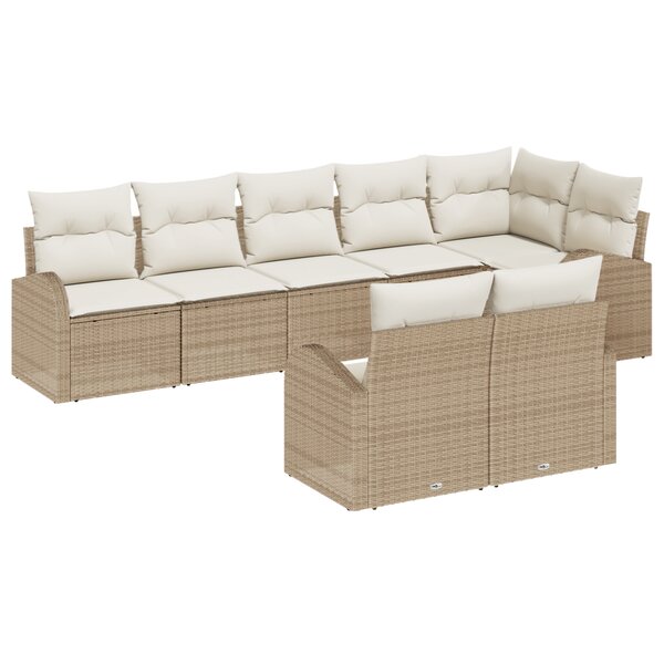 vidaXL Canapé de jardin 8 pièces avec des coussins beiges en rotin synthétique