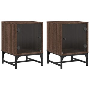 vidaXL Tables de chevet et portes vitrées 2Pièces chêne marron 35x37x50cm