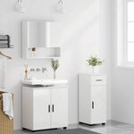 vidaXL Ensemble de mobilier de salle de bain 3 Pièces Blanc brillant