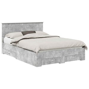 vidaXL Cadre de lit Gris béton 140 x 190 cm Bois d'ingénierie