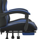 vidaXL Chaise de jeu pivotante et repose-pied Noir et bleu Similicuir