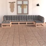vidaXL Salon de jardin 7 Pièces avec coussins Bois de pin massif
