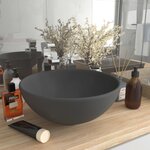 vidaXL Lavabo rond de luxe de salle Gris foncé mat 32 5x14cm Céramique