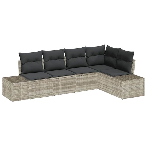 vidaXL Ensemble de canapé de jardin 5 Pièces Gris clair polyrotin