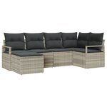 vidaXL Canapé de jardin 6 pièces gris clair en polyrotin avec coussins