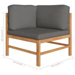 vidaXL Salon de jardin 2 Pièces avec coussins gris foncé Bois de teck