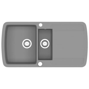 vidaXL Évier de cuisine en granit Double bac Gris