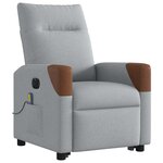 vidaXL Fauteuil inclinable de massage électrique Gris clair Tissu
