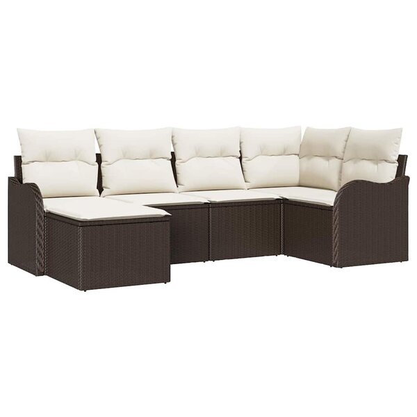 vidaXL Ensemble de canapé de jardin 6 Pièces Marron Poly rotin