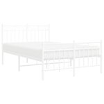 vidaXL Cadre de lit métal sans matelas et pied de lit blanc 120x190 cm