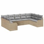vidaXL Ensemble de canapé de jardin 9 Pièces Beige Poly rotin