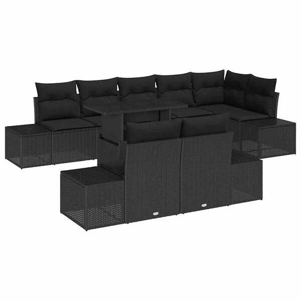 vidaXL Ensemble de canapé de jardin 9 Pièces Noir 100 x 55 x 73 cm