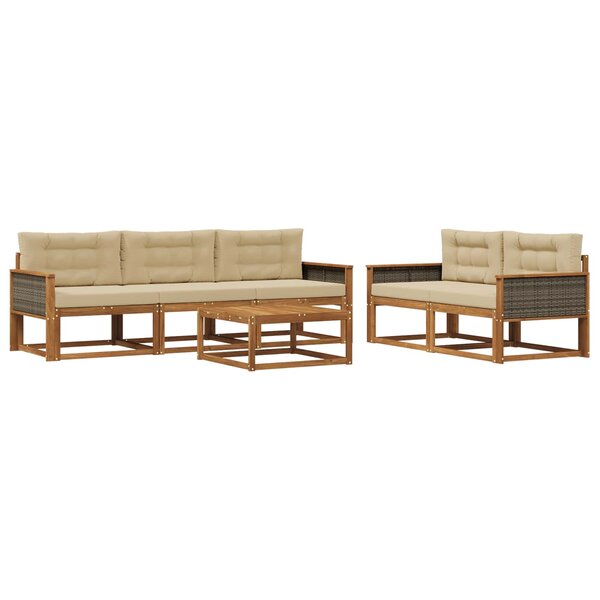 vidaXL Ensemble de canapés d'extérieur 6 Pièces Naturel et Beige
