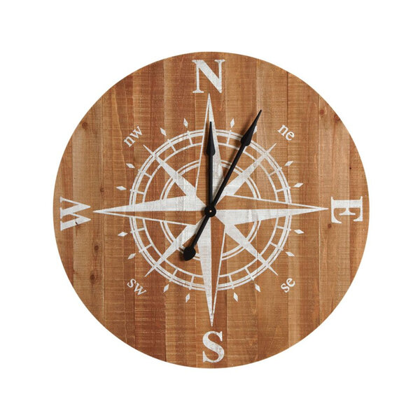 Horloge boussole en bois