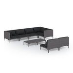 vidaXL Salon de jardin 8 Pièces avec coussins Résine tressée Gris foncé