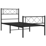 vidaXL Cadre de lit métal sans matelas avec pied de lit noir 90x200 cm