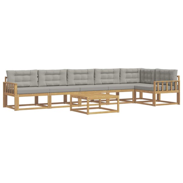 vidaXL Ensemble de canapés d'extérieur 7 Pièces Blanc et gris clair