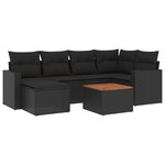 vidaXL Salon de jardin 7 Pièces avec coussins noir résine tressée