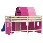 vidaXL Rideaux pour lit mezzanine avec tunnel rose polyester