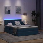 vidaXL Lit avec rangement et LED avec matelas Bleu 140 x 190 cm tissu