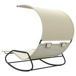 vidaXL Chaise longue double à bascule avec auvent Crème