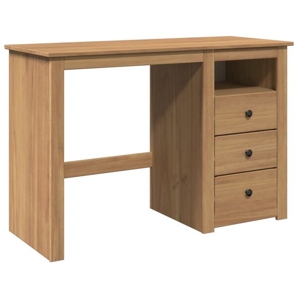 Bureau table poste de travail meuble d'ordinateur informatique étude Panama 112 x 45 x 75 cm bois massif de pin brun 02_0023930