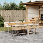 vidaXL Ensemble à manger de jardin et coussins 9 Pièces beige Poly rotin