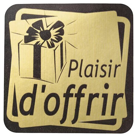 Étiquette cadeau adhésive plaisir d'offrir 25 x 25 mm (lot de 500)