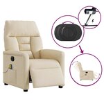 vidaXL Fauteuil inclinable de massage électrique crème tissu