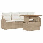 vidaXL Ensemble de canapé de jardin avec coussin 5 Pièces beige et crème