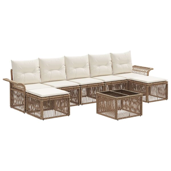 vidaXL Ensemble de canapé de jardin 8 Pièces Beige polyrotin