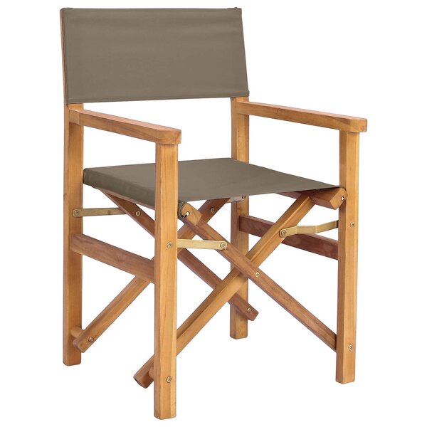 vidaXL Chaise de directeur Marron et taupe Bois de teck massif