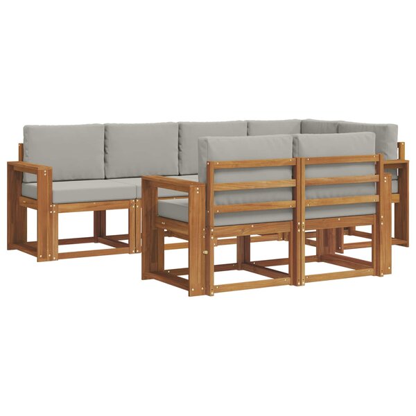 vidaXL Ensemble de canapés d'extérieur 7 pc Gris Naturel et Clair