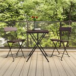 vidaXL Ensemble de bistro pliable 3 Pièces Marron Résine tressée