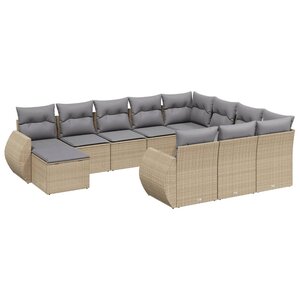 vidaXL Salon de jardin 11 Pièces avec coussins beige résine tressée